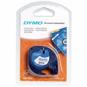 DYMO LT Plastic Label Black on White 91201 12mm x 4m - Each
