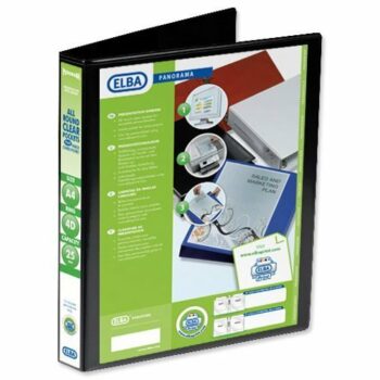 Elba Presentation Ring-Binders 4-Ring 25mm Black A4 400008414 - Pack 6