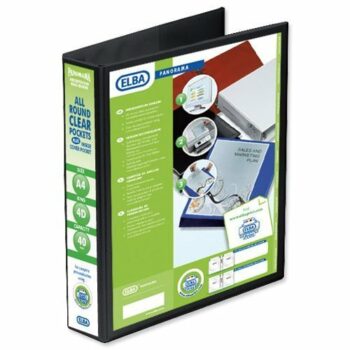 Elba Presentation Ring-Binders 4-Ring 40mm Black A4 400008417 - Pack 6
