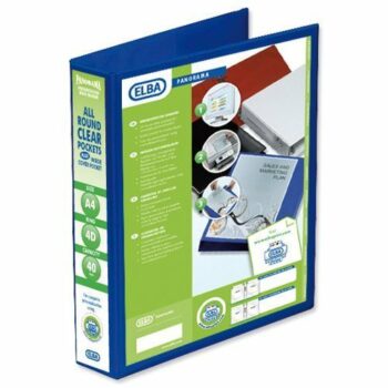Elba Presentation Ring-Binders 4-Ring 40mm Blue A4 400008418 - Pack 6