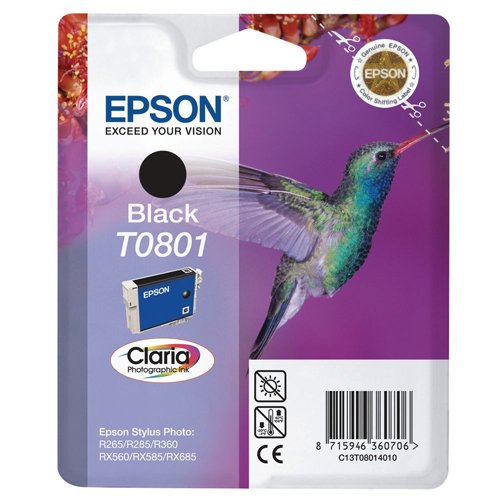 Epson Inkjet Cartridge Black T0801 C13T080140 Hummingbird