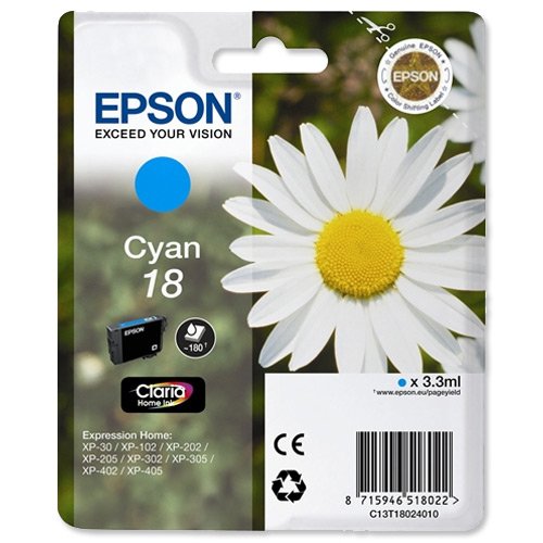 Epson Inkjet Cartridge Cyan 18 C13T180240 Daisy