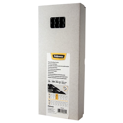 Fellowes 10mm Binding Combs Black - Pack 100 5346108