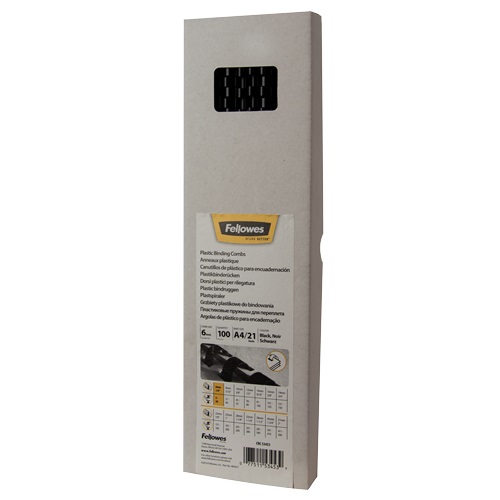 Fellowes 6mm Binding Combs Black - Pack 100 5345307