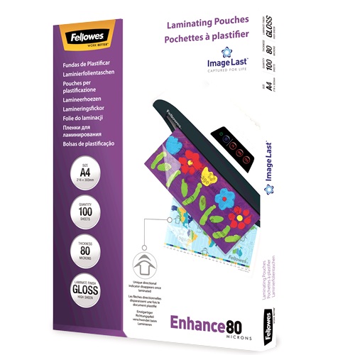 Fellowes A4 80 Micron Laminating Pouches - Pack 100 5306114