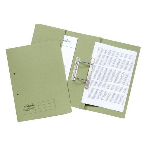 Guildhall Pocket Spiral Files 315gsm Green 349-GRNZ - Pack 25
