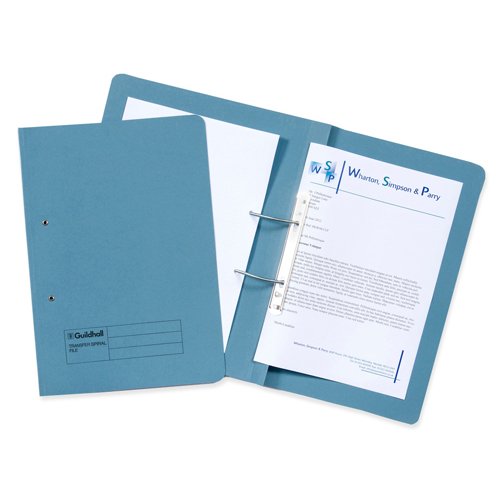 Guildhall Transfer Spiral Files Blue 211/7000Z - Pack 25