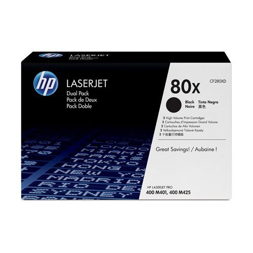 Hewlett Packard - HP Laser Toner Cartridges Black 80X CF280XD - Twin Pack