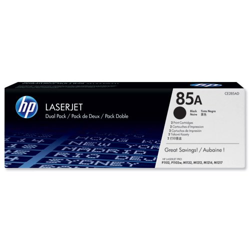 Hewlett Packard - HP Laser Toner Cartridges Black 85A CE285AD - Twin Pack