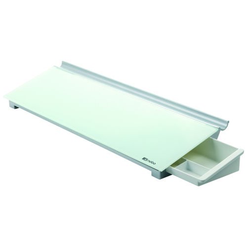 Enhance your workspace with the Nobo Glassboard Desk Pad in White (1905174) designed for a sleek and modern look while providing a smooth writing surface. Perfect for jotting down notes or displaying important reminders this stylish desk pad is a must-have for any professional setting.