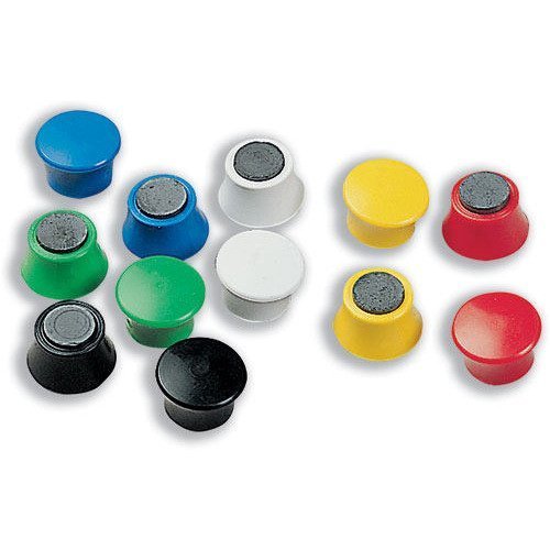 Shop our Nobo Magnetic Drawing Pins assorted colours measuring 18mm. This pack of 12 is perfect for displaying notes and artwork on magnetic surfaces.