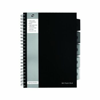 Shop the Pukka Pad Wirebound Black Project Book A4 SBPROBA4 - Pack of 3 perfect for organising your notes and projects in style. Ideal for students and professionals alike this durable project book features a sleek black design and high-quality paper.