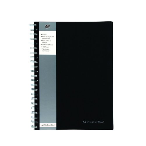 Shop the Pukka Pad Wirebound Black Book A4 (SBWRULA4) - Pack of 5 perfect for all your note-taking and organisation needs. Durable and stylish these wirebound notebooks are ideal for students and professionals alike.