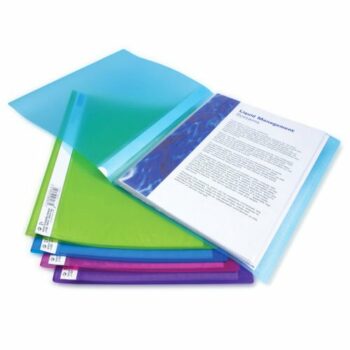 Shop the Rapesco Flexi 20 Pocket Display Books in assorted colours perfect for organising and showcasing your documents. This pack of 10 is ideal for students and professionals looking for durable and stylish presentation solutions.