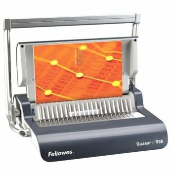 Discover the Fellowes Quasar+ 500 Comb Binder (Model 5627701) perfect for creating professional-looking bound documents with ease. This reliable comb binder features a user-friendly design ideal for home or office use.