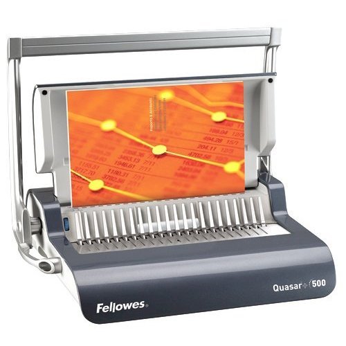 Discover the Fellowes Quasar+ 500 Comb Binder (Model 5627701) perfect for creating professional-looking bound documents with ease. This reliable comb binder features a user-friendly design ideal for home or office use.