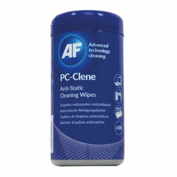 AF PC Clene Anti-Static Cleaning Wipes - Pack of 100 perfect for safely cleaning screens and electronic devices without leaving residue. Ideal for maintaining a dust-free and static-free environment for your tech.
