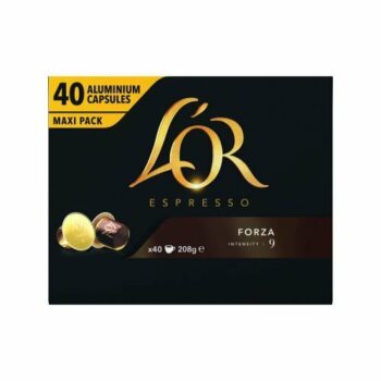Discover the rich and bold flavour of LOr Espresso Forza Capsules perfectly compatible with Nespresso machines. Enjoy a pack of 40 capsules for a premium coffee experience at home.