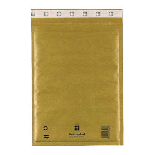 Shop our Mail Lite Gold J/6 Bubble Bag Lined Envelopes measuring 300x440mm perfect for secure shipping. Available in a pack of 50 these padded envelopes provide excellent protection for your items.