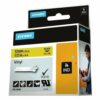 Shop the DYMO IND Black on Yellow 18432 Label featuring durable 12mm vinyl for clear and long-lasting labelling solutions. Perfect for industrial use this label ensures high visibility and easy identification.