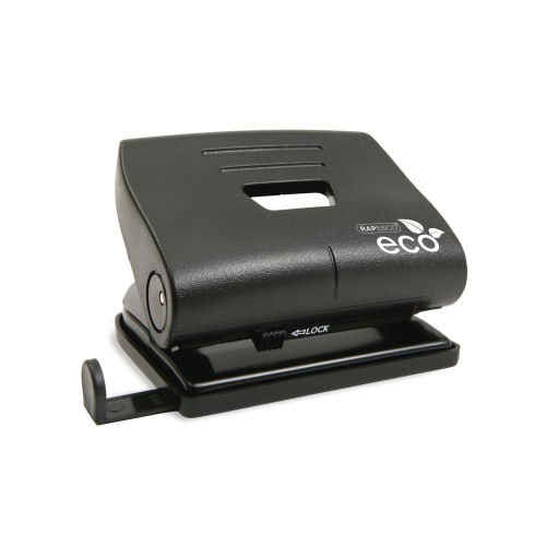 Shop the Rapesco Eco 2-Hole Punch in sleek black capable of punching through 22 sheets with ease. Perfect for eco-conscious office supplies this durable hole punch combines functionality with sustainability.