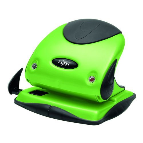 Shop the Rexel Choices P225 2-Hole Punch in vibrant green model 2115694 designed to effortlessly punch through up to 25 sheets of paper for all your office needs.