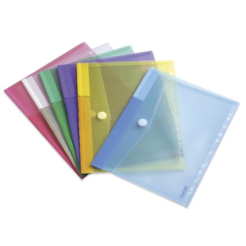 Tarifold Envelope Folder Punched A4 Assorted Colours TAE510229 - Pack 12