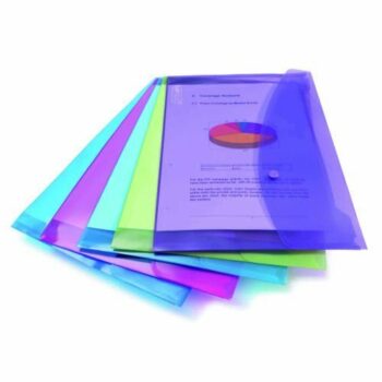 Shop the Rapesco Popper Wallet in Foolscap size available in a vibrant assortment of colours. This pack of 5 is perfect for organising documents and adding a splash of colour to your office supplies.