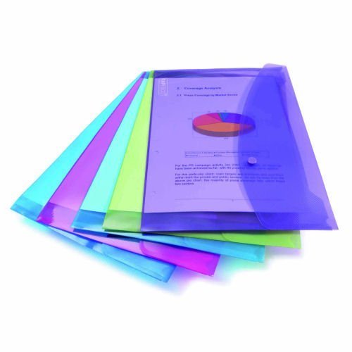 Shop the Rapesco Popper Wallet in Foolscap size available in a vibrant assortment of colours. This pack of 5 is perfect for organising documents and adding a splash of colour to your office supplies.