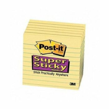 Shop the 3M 675-SS6-CY-EU Post-it Super Sticky Canary Yellow Notes perfect for jotting down reminders and ideas. These lined sticky notes measure 101x101mm and come in a pack of 6 ideal for home or office use.