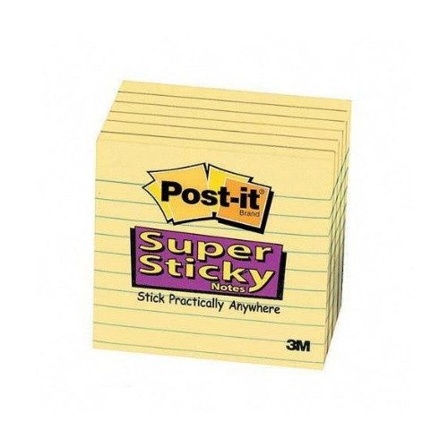 Shop the 3M 675-SS6-CY-EU Post-it Super Sticky Canary Yellow Notes perfect for jotting down reminders and ideas. These lined sticky notes measure 101x101mm and come in a pack of 6 ideal for home or office use.