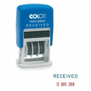Shop the Colop Mini-Dater RECEIVED Self-Inking Stamp S160L1 perfect for efficient document management and ensuring your paperwork is organised with a clear Received date. Ideal for offices and home use this compact stamp provides a professional touch to your correspondence.