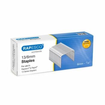 High-quality Rapesco 13/6mm staples ideal for secure binding of documents available in a convenient pack of 5000. Perfect for home office or school use ensuring reliable performance with every staple.