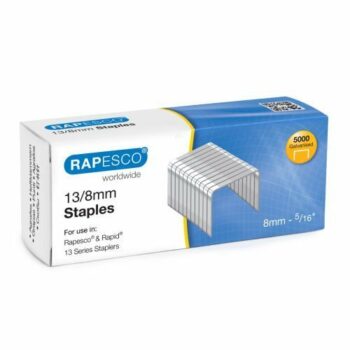 High-quality Rapesco 13/8mm staples ideal for secure binding of documents available in a convenient pack of 5000. Perfect for home or office use these durable staples ensure reliable performance for all your stapling needs.