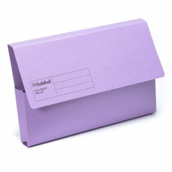Shop the Guildhall Document Wallets in vibrant violet (GDW1-VLT) - perfect for organising your documents. Available in a convenient pack of 50 these durable wallets are ideal for both home and office use.