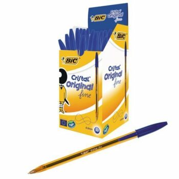 BIC Cristal Original Fine Blue Ball Pen - Pack of 50 perfect for smooth writing and everyday use. Ideal for schools offices and home stationery needs.