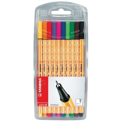 STABILO Point 88 Fineliner Pen Assorted Colours 8810 - Pack 10