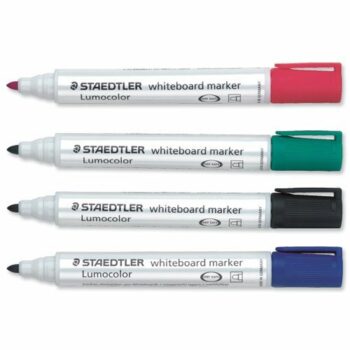 STAEDTLER Lumocolor Whiteboard Marker Bullet Tip Assorted 351-WP4 - Pack 4