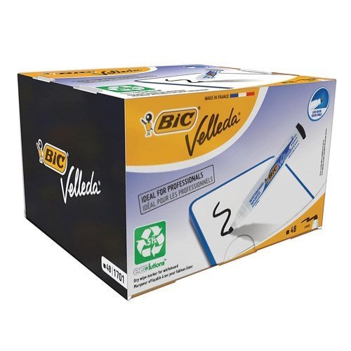 Shop the BIC Velleda 1701 Black Bulk Whiteboard Markers perfect for classrooms and offices. This pack of 48 markers ensures you have plenty of supplies for all your writing and drawing needs.