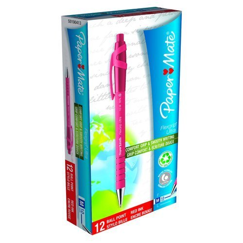 Paper Mate Flexgrip Ultra Ballpoint Pen Retractable Medium Red S0190413 - Pack 12