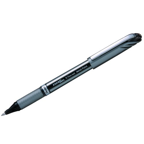Pentel EnerGel Plus Gel Ink Rollerball Pen Metal Tip Black BL27-A - Pack 12