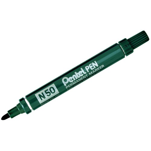 Pentel N50 Permanent Marker Bullet Tip Green N50-D - Pack 12