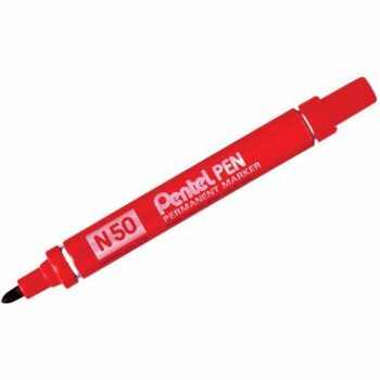 Pentel N50 Permanent Marker Bullet Tip Red N50-B - Pack 12