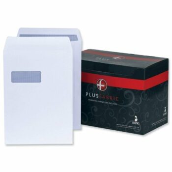 Plus Fabric Envelopes Pocket Self Seal Window 120gsm C4 White H27070 - Pack 250