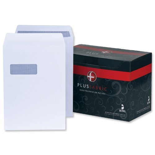 Plus Fabric Envelopes Pocket Self Seal Window 120gsm C4 White H27070 - Pack 250