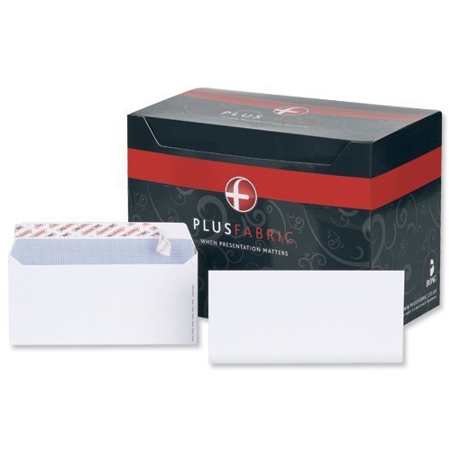 Plus Fabric Envelopes Wallet Peel & Seal Plain 120gsm DL White E27370 - Pack 500