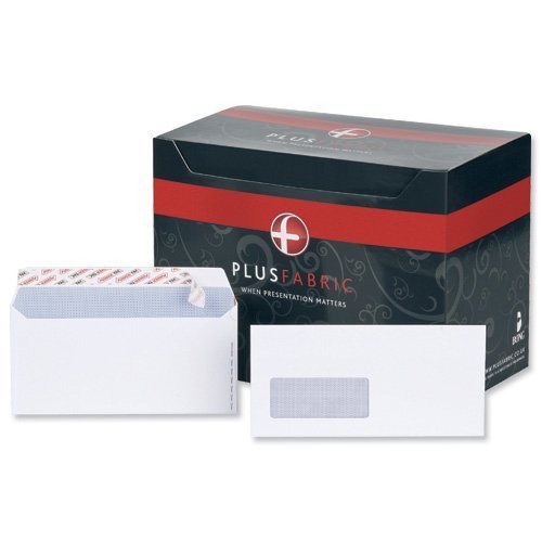 Plus Fabric Envelopes Wallet Peel & Seal Window 120gsm DL White B22170 - Pack 500