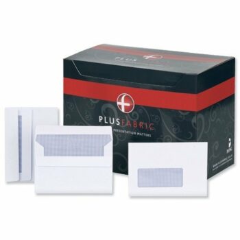 Plus Fabric Envelopes Wallet Press Seal Window C6 White - Pack 500