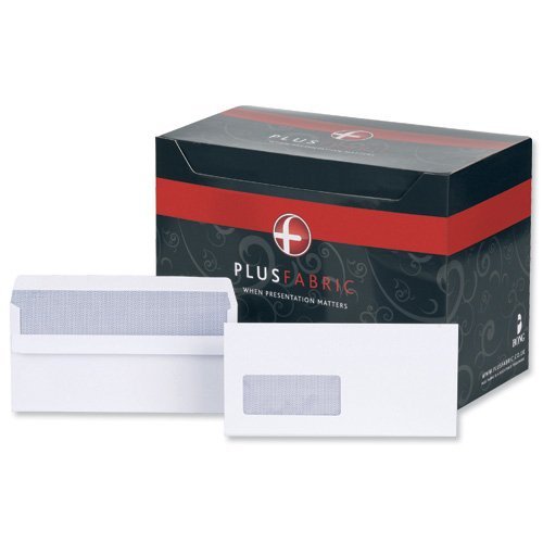 Plus Fabric Envelopes Wallet Self Seal Window A 120gsm DL White C22570 - Pack 500