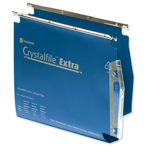 Rexel Crystalfile Extra 275 Lateral 30mm Blue Files 70642 - Pack 25